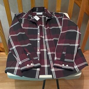 *New* Express long sleeve button down shirt. Size: M. Color: Black/Maroon